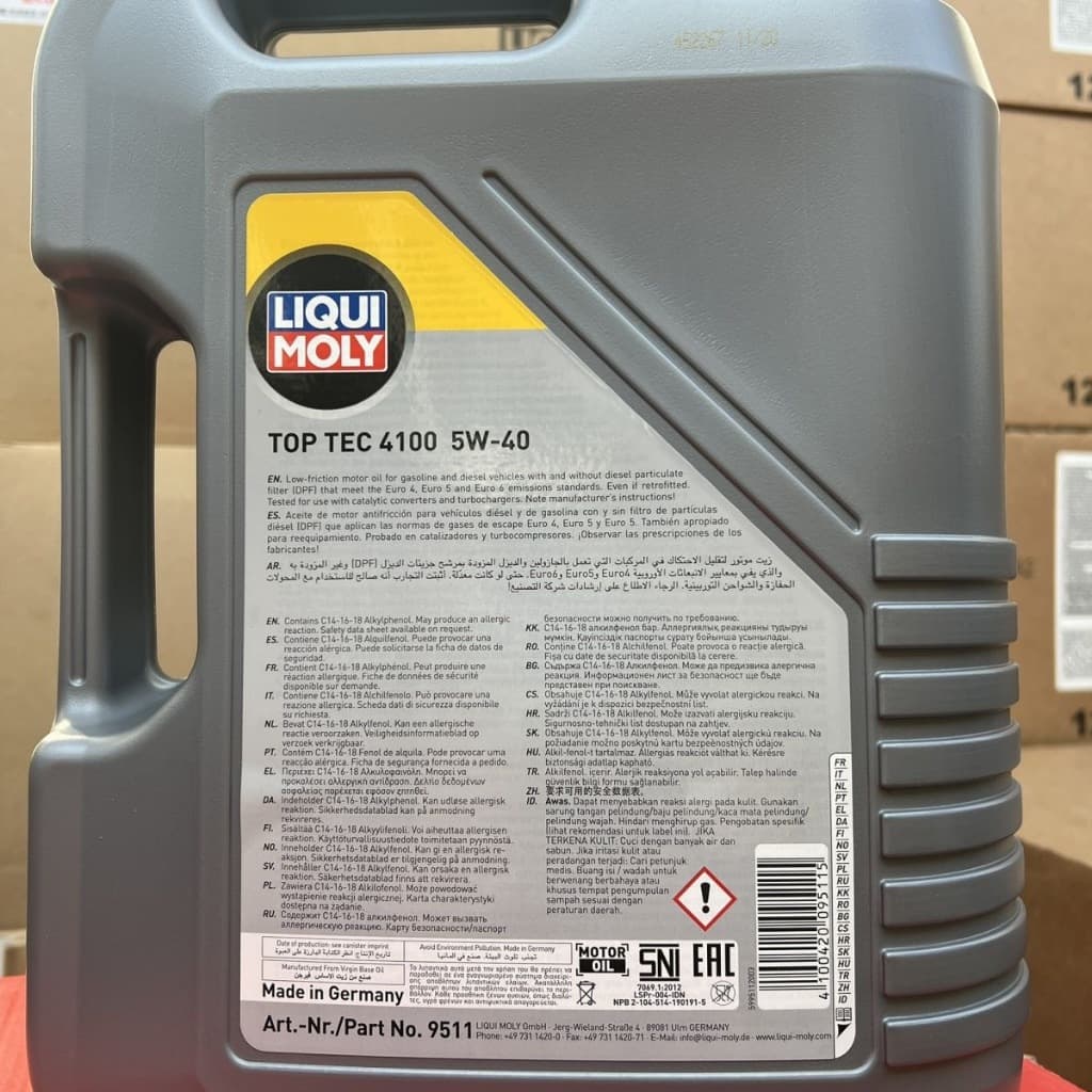 LIQUI MOLY TOP TEC 4100 5W-40 5L รองรับดีเซล/น้ำมันเบนซิน น้ํามันเครื่อง เบนซิล 5w 40 เบนซิล สังเคราะห์ แท้ รูปที่ 5