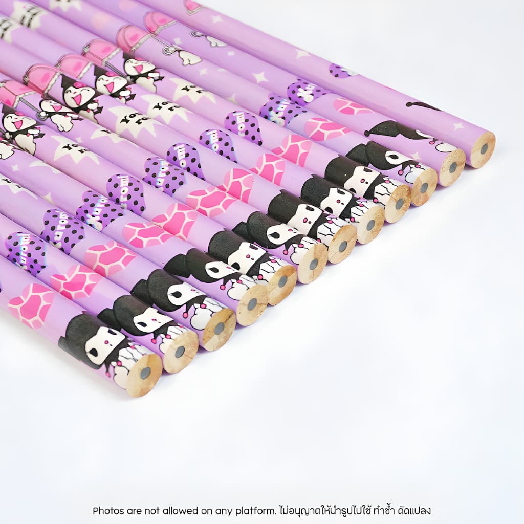 ดินสอ Kuromi 2B Pencil พร้อมยางลบ 3661 Kuromi ลายการ์ตูนน่ารัก สีม่วง แถมฟรี กบเหลา เครื่องเขียนนักเรียน เครื่องเขียน รูปที่ 3