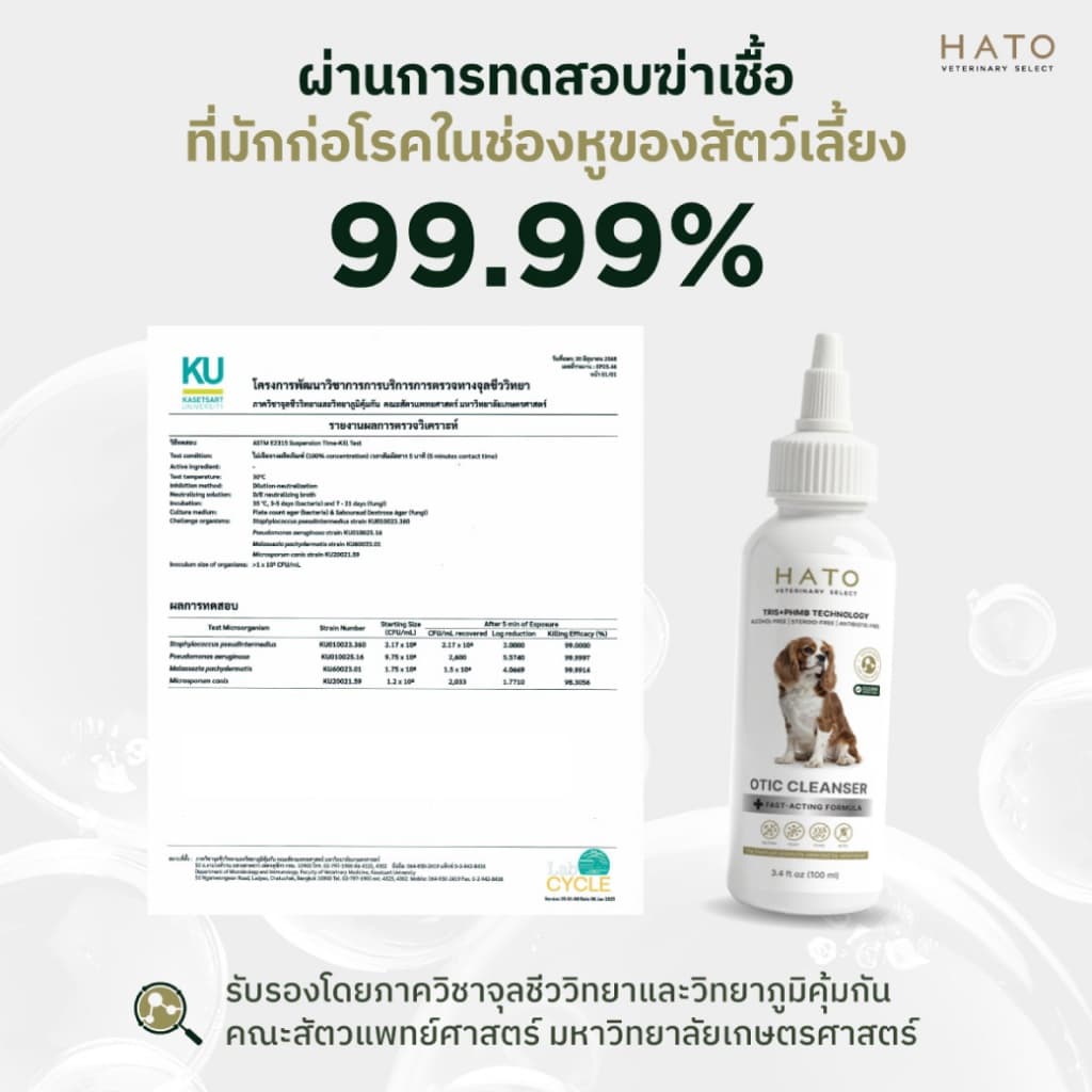 OTIC CLEANSER By Hato vetselect น้ำยาทำความสะอาดหู สำหรับสุนัขและแมว กำจัดไรหู ลดกลิ่น 100 มล รูปที่ 4