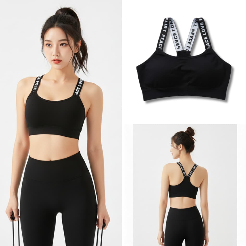 LoveIs Bra สปอร์ตบราสายลายตัวอักษร สายไขว้หลังเก๋ๆ รูปที่ 8