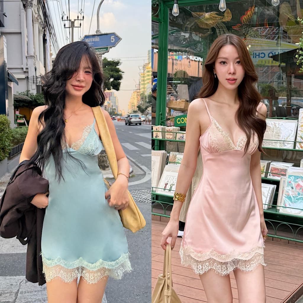 Dressfriends.bybf | Jinny mini dress เดรสสั้น แต่งลูกไม้ สุดน่ารัก ซับในทั้งตัว ปรับสายได้ รูปที่ 2