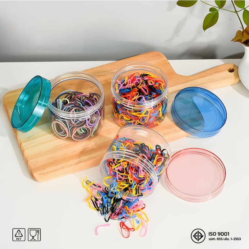 10ชิ้น เซ็ตกระปุก ทรงกลม ขนาด 80mm ความจุ 200–1000ml Free แผ่นโฟม วัสดุ Food Grade ใส่หนังยางรัดผม Jar PET HC80 รูปที่ 4