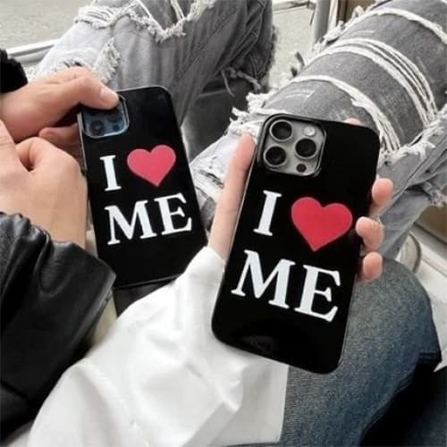 เคสไอโฟน17 เหมาะสำหรับ IPhone 15 11 13 16 12 14 Pro Max XR XS X Max 15 7 11 8 Plus รัก เคสโทรศัพท์สีดำ เคส imd รูปที่ 1
