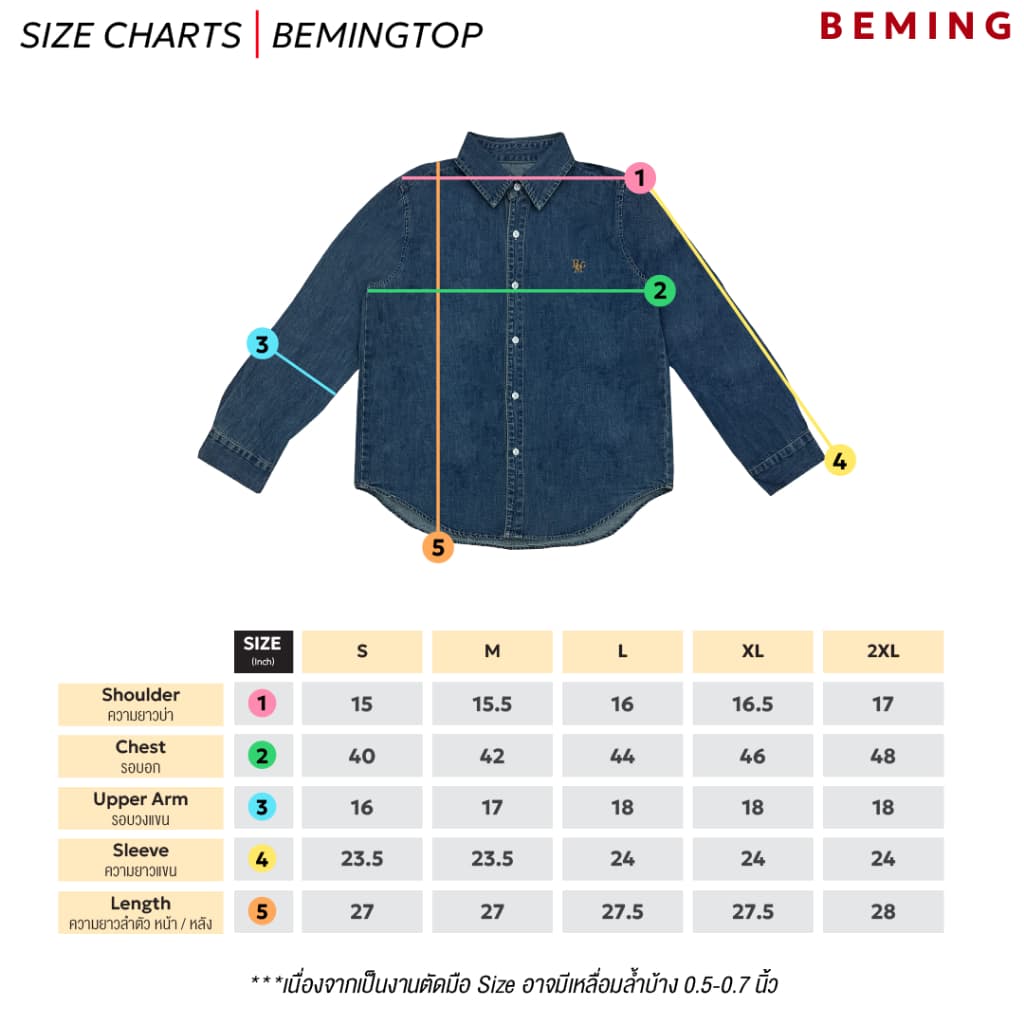 Bemingtop1089 -BMG Denim Classic Shirt - เสื้อเชิ้ตเดนิมทรงคลาสสิกใส่ได้ทุกโอกาส รูปที่ 2