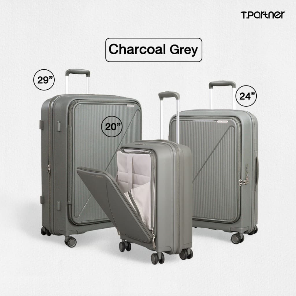 Tpartner รุ่น GOOD Job – กระเป๋าเดินทางฝาเปิดหน้า ขนาด 20/24/29 สีสุภาพใช้ได้ทุกโอกาส ใส่ Laptop 17 นิ้วได้ รูปที่ 9