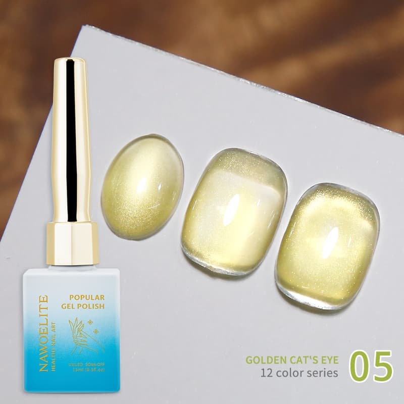 Nawoelite สีลูกแก้ว สีทาเล็บเจล เจลทาเล็บ เจลทาเล็บตาแมว 12 สีทอง ใช้ง่ายแม้สำหรับมือใหม่ สร้างเอฟเฟกต์เล็บรวยๆ รูปที่ 7