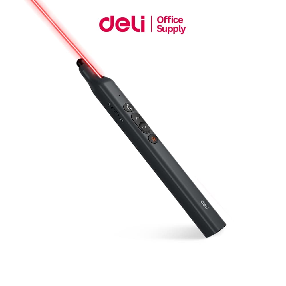 Deli ปากกาเลเซอร์ เลเซอร์พอยเตอร์ สำหรับนำเสนองาน เชื่อมต่อUSB ใช้งานง่าย ระยะไกล 100 เมตร Laser Pen