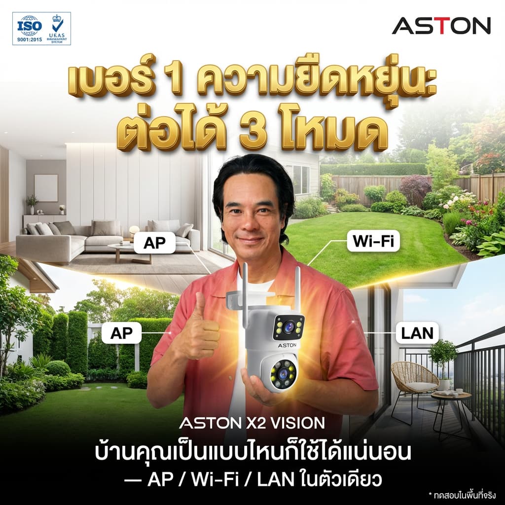กล้องวงจรปิด บันทึก 2 กล้องพร้อมกัน Aston X2 Vision กล้องวงจรปิด กล้องบ้าน ชัดFHD ภาพสี 24 ชม รับประกันสินค้า รูปที่ 4