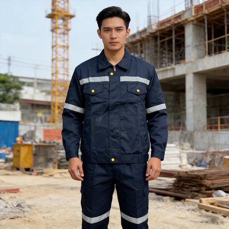 SY10 เสื้อช่าง เสื้อช็อป เสื้อทำงาน ผ้าเวสปอยท์ ซิปอก สาบปิดซ่อน แถบสะท้อนแสงหลัง แขน กระดุมทองเหลือง รูปที่ 5