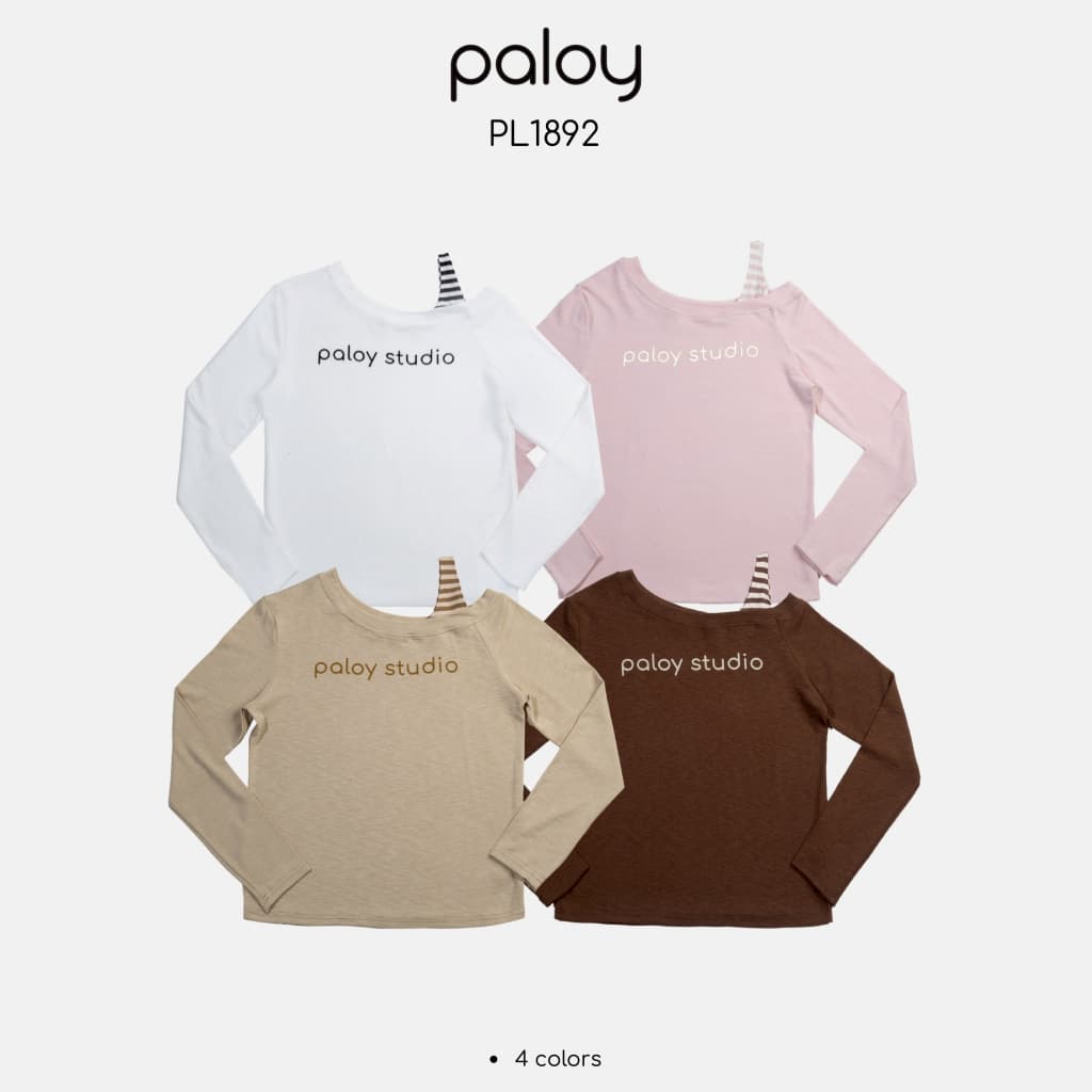 Paloy - PL1892 เสื้อแขนยาวแฟชั่น ปาดไหล่ สกรีน Paloy Studio รูปที่ 1