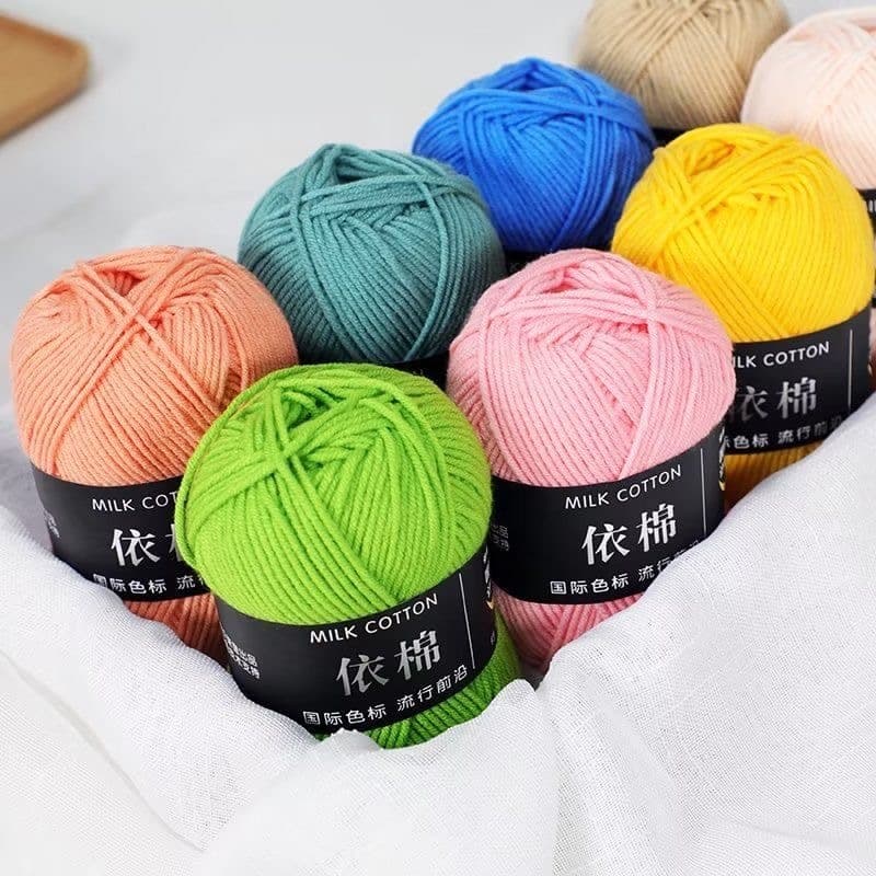 ไหมพรมคอตตอนนม 4ply น้ำหนัก50กรัม สีพาสเทล ถักง่าย ถักโครเชต์ Milk cotton yarn จากไทย รูปที่ 3
