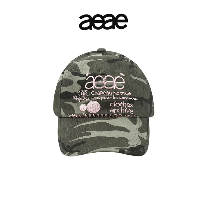 AEAE WEB LOGO CAMO 5 PANNEL/ LEOPARD CAP-GREEN/BLACK หมวกเบสบอลลายเสือดาว รูปที่ 1
