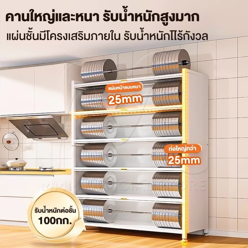 MMM ตู้เก็บของ กันฝุ่น กันแมลง 3/4/5/6ชั้น เหล็กคาร์บอน ประตูอะคริลิคใส เก็บจานชาม กันน้ำ ไม่เป็นสนิม รูปที่ 7
