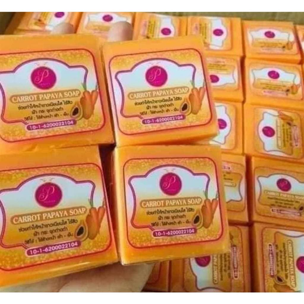 สบู่แพรวาไวท์ สบู่แครอทมะละกอ Carrot Papaya Soap ใช้ล้างหน้าเช้า-เย็น รูปที่ 3