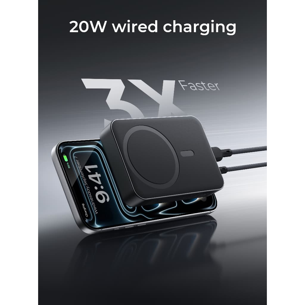 AUKEY PB-ML01 MagSafe Power Bank 10000mAh 20W ชาร์จไร้สาย มีขาตั้ง ติดแน่น iPhone 15/16/17 รูปที่ 6