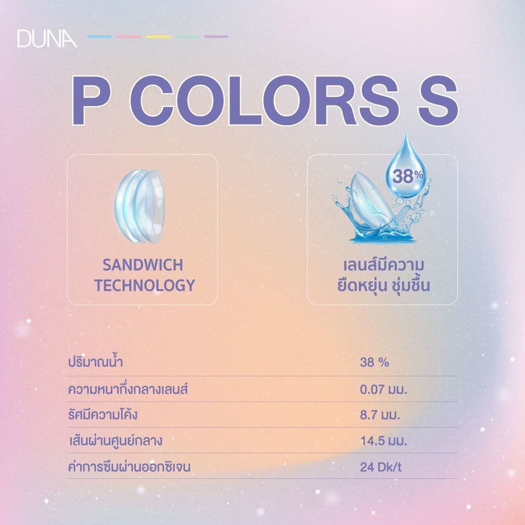 DUNA คอนแทคเลนส์สี GRAY II รุ่น P COLORS S เบอร์ตา 00 ถึง -9.00 รูปที่ 5