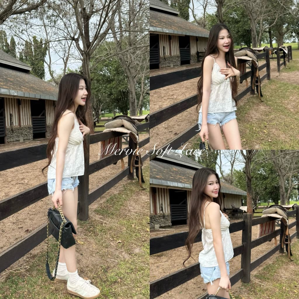 Mervie Soft Lace สายเดี่ยวลูกไม้ฉลุ รูปที่ 7