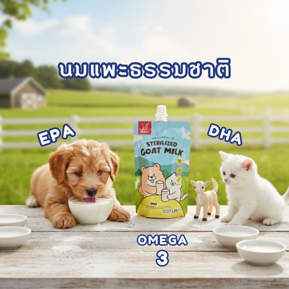 Follow-10฿5แถม1 นมแพะแท้สำหรับสัตว์เลี้ยง แบบซองพกพา เสริมทอรีน บำรุงหัวใจและสายตา ย่อยง่าย เหมาะกับทุกวัย รูปที่ 4