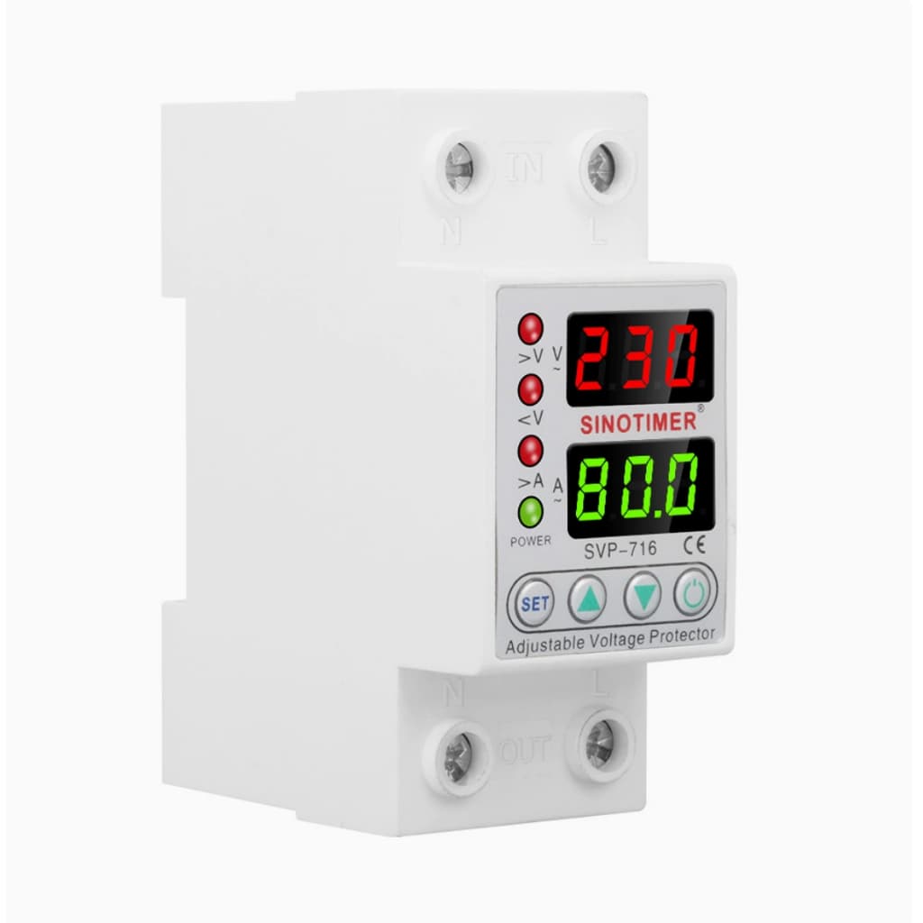 SINOTIMER ป้องกันไฟตก ซิโนไทเมอร์ AC ไฟเกิน ไฟกระชาก กันไฟตก ปรับตั้งค่าแรงดัน Over Voltage and Under 40A 63A SVP716 รูปที่ 5