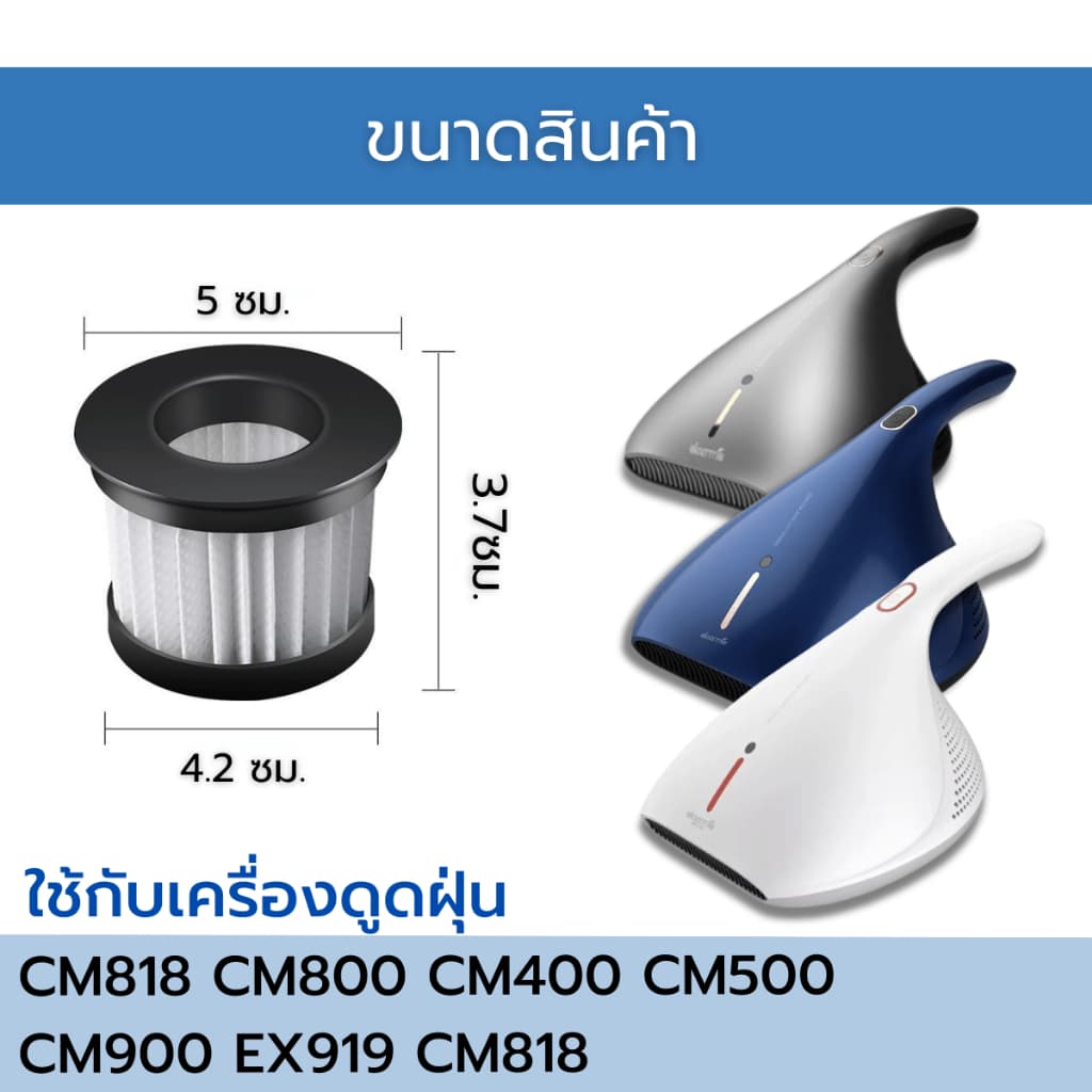 AIRY ไส้กรอง เครื่องดูดฝุ่น DEERMA CM800 CM818 EX919 กรอง ฝุ่น เส้นผม เดียร์ม่า รูปที่ 4