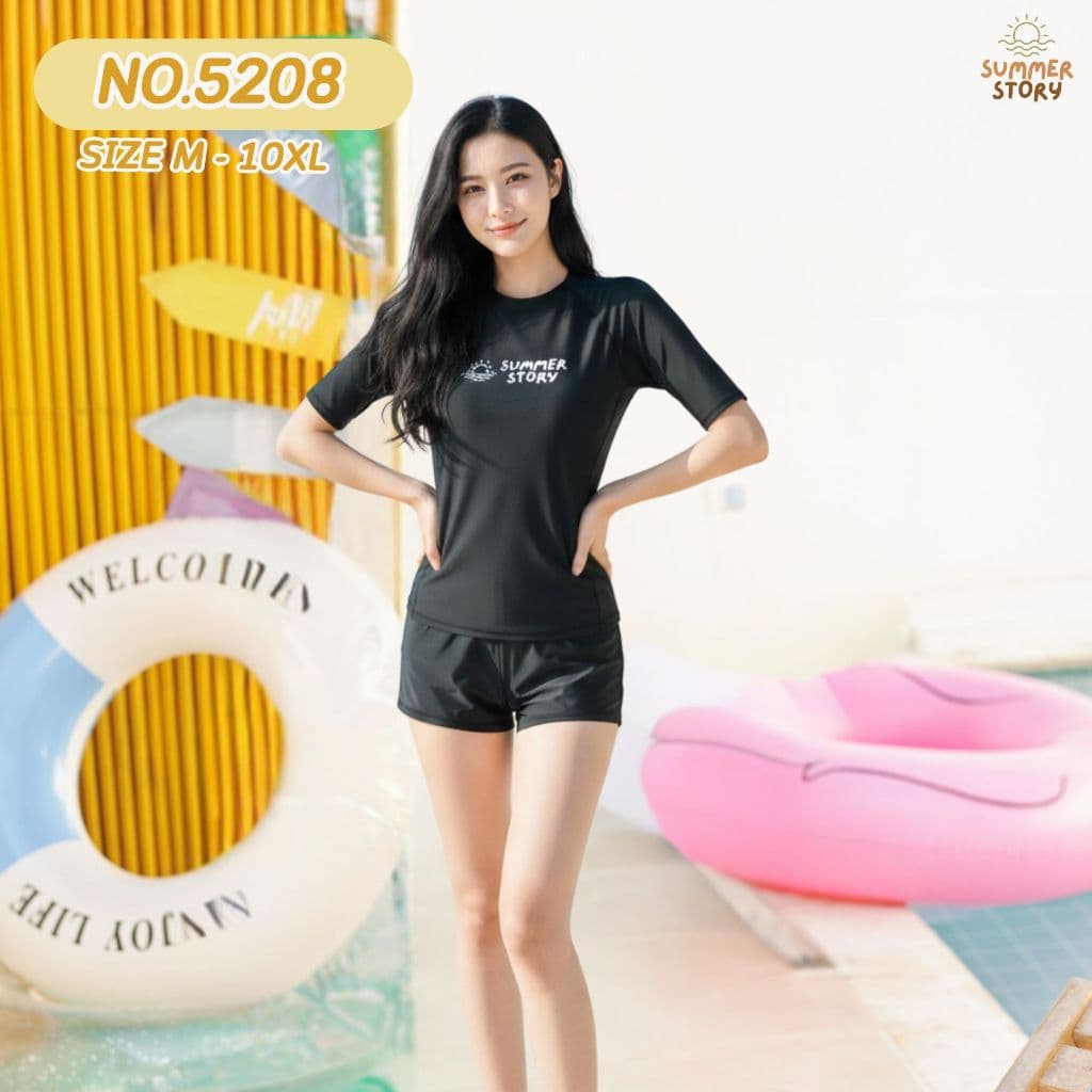 Summer Story ใส่ได้ถึง 100kgชุดว่ายน้ําผู้หญิงสาวอวบ กันUV เป็นยางยืด ใส่สบาย รุ่น 5208 รูปที่ 5