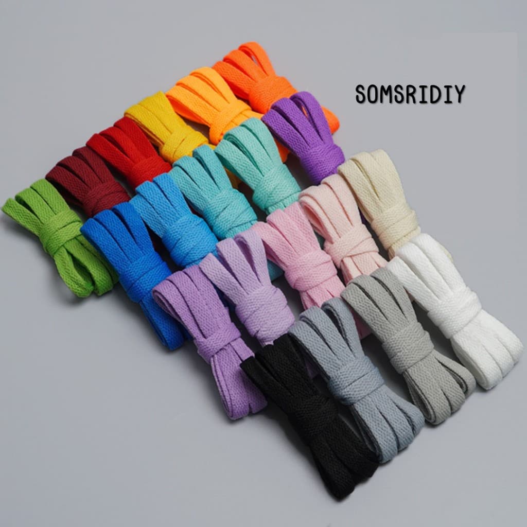 R02เชือกผูกรองเท้าแบบแบน 120เซน สีสดใส สำหรับรองเท้าผ้าใบ รองเท้ากีฬา รองเท้าลำลอง คุณภาพดี เส้นใยถักแน่น รูปที่ 8