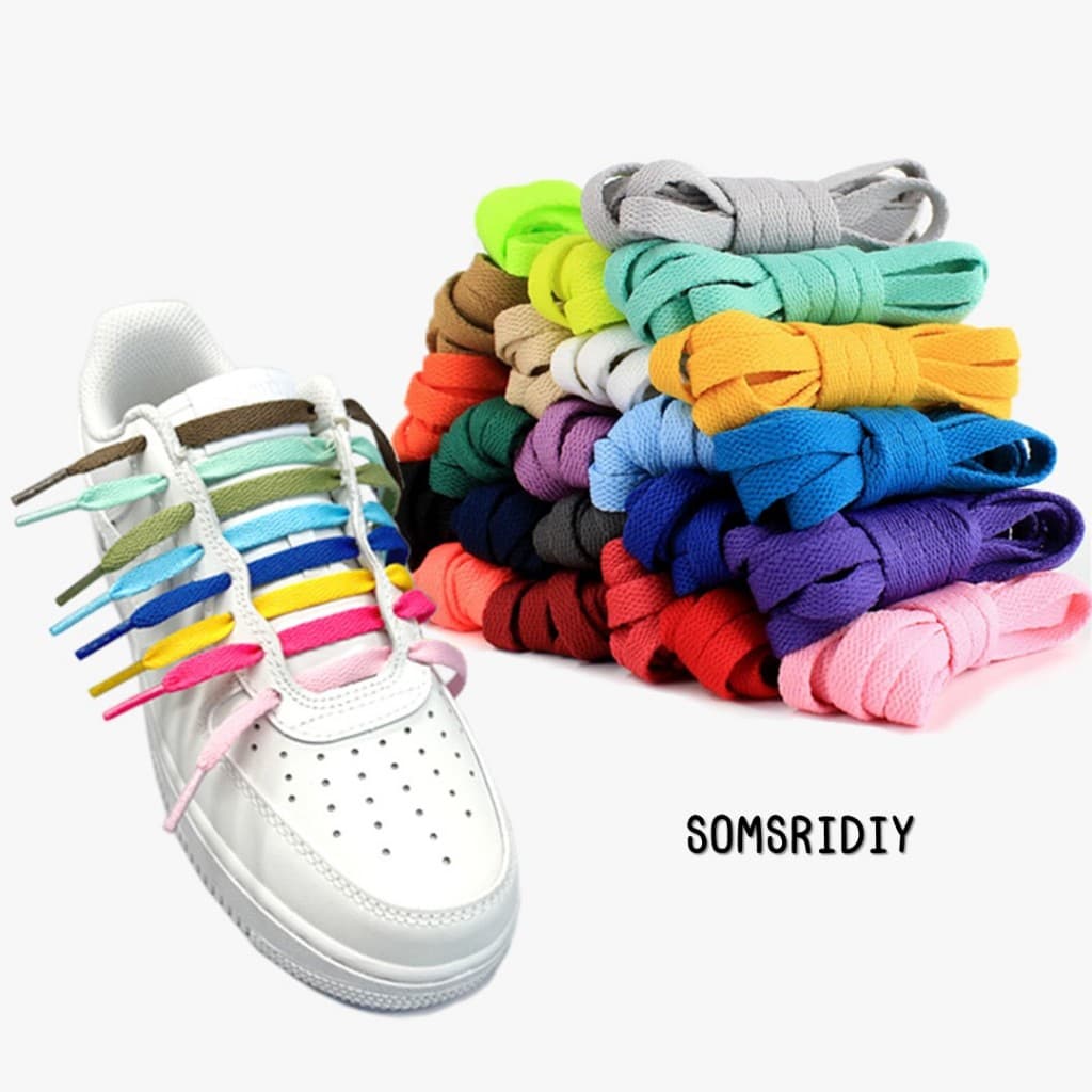 R02เชือกผูกรองเท้าแบบแบน 120เซน สีสดใส สำหรับรองเท้าผ้าใบ รองเท้ากีฬา รองเท้าลำลอง คุณภาพดี เส้นใยถักแน่น รูปที่ 2