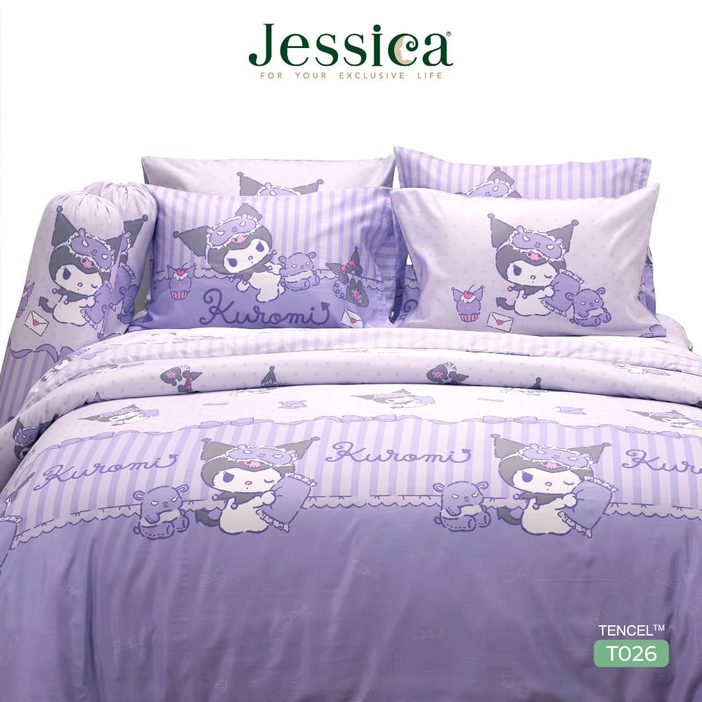 Jessica Tencel Kuromi T026 คุโรมิ เจสสิก้า ลายลิขสิทธิ์แท้ Sanrio ชุดเครื่องนอน ผ้าปูที่นอน ผ้านวม ผ้าห่ม รูปที่ 1