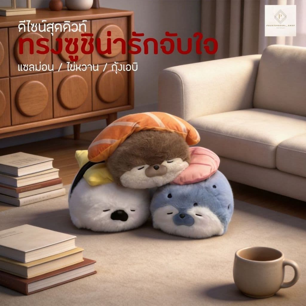 ของขวัญวาเลนไทน์ ตุ๊กตา ตุ๊กตาตัวใหญ่ ตุ๊กตาน่ารัก ดีไซน์แมวน้ำซูชิ นุ่มนิ่มสุดๆ กอดพอดีมือ ของขวัญแทนใจ รูปที่ 2