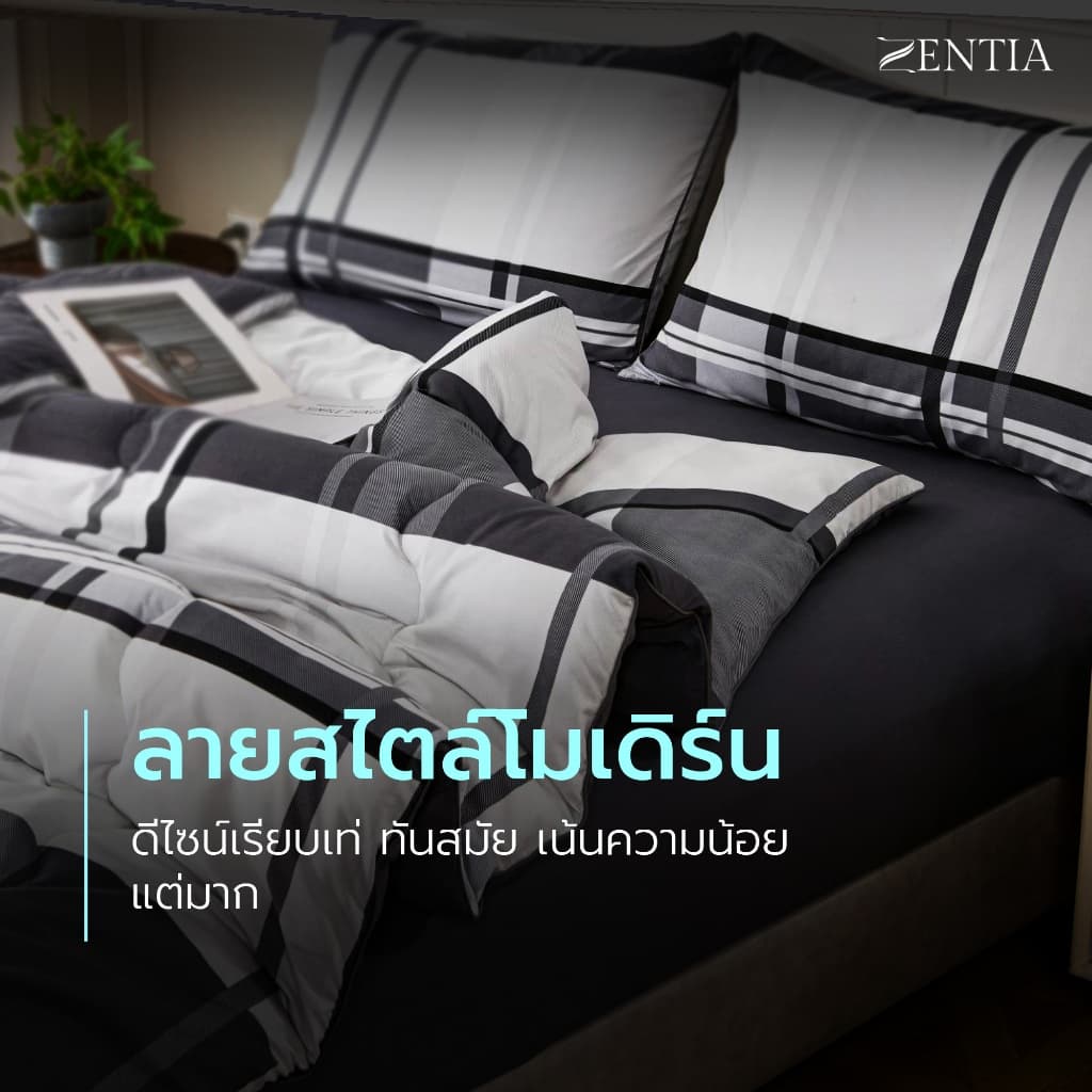 ZENTIA รุ่น MODERNO ชุดผ้าปู + ผ้านวม สไตล์โมเดิร์น ผ้าคอตตอนพรีเมี่ยม Super Soft รูปที่ 3