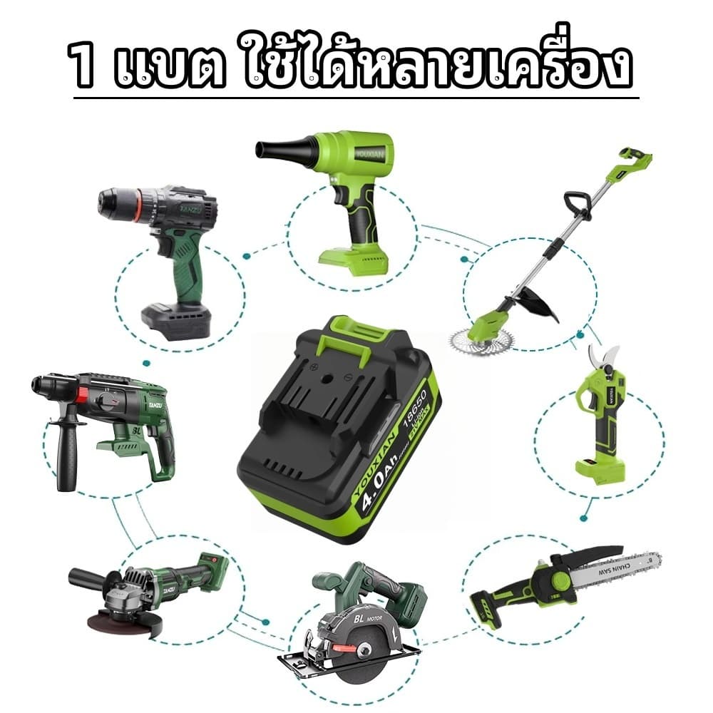 YOUXIAN แบตเตอรี่ลิเธียม 21V 18650 4Ah/6Ah/8Ah ใช้ร่วมกับ JIAPU / TANZU / Makita ได้ สำหรับเครื่องมือไฟฟ้าไร้สาย รูปที่ 5