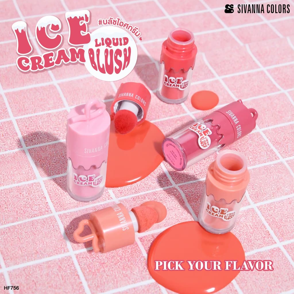 Sivanna Colors ice cream liquid blush : HF756 #บลัชไอศกรีม บางเบา เกลี่ยง่าย พร้อมบำรุง พกพาสะดวก ติดทน สีชัด รูปที่ 2