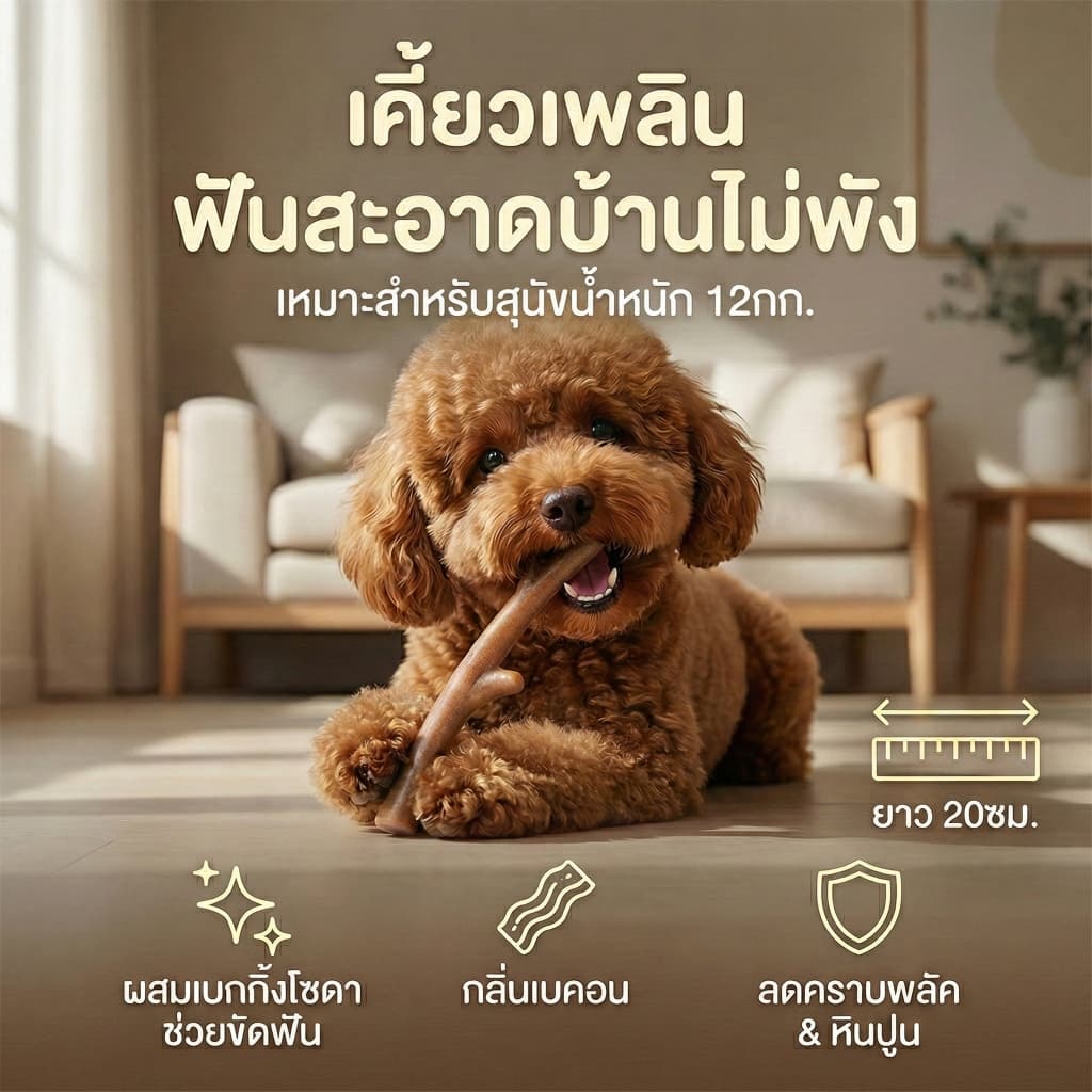 Arm and Hammer Barkies ของเล่นขัดฟันสุนัข กลิ่นเบคอน แทะเพลิน ขนาด20ซม. รูปที่ 2
