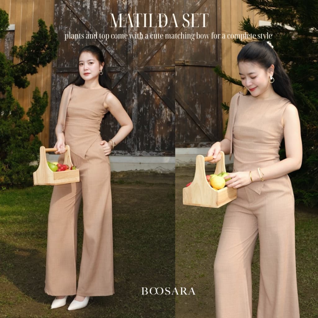 BOOSARA : Matilda Set ชุดเซ็ตเสื้อ+กางเกงขายาวทรงกระบอกใหญ่ ใส่ไปทำงานหรือไปเที่ยวก็เอาอยู่- BSR C. รูปที่ 1