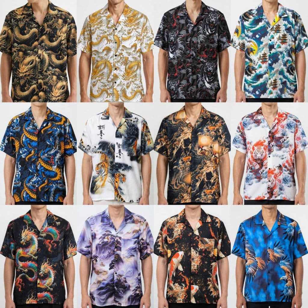 เสื้อเชิ้ตฮาวายรวมลาย อก 38-52 นิ้ว M-3XL ผ้าไหมอิตาลี ผ้านุ่มใส่สบาย รูปที่ 1
