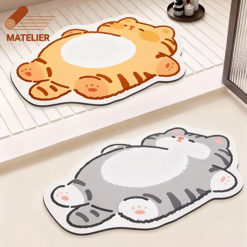 MATELIER พรมห้องน้ํ พรมน่ารัก พรม พรมเช็ดเท้า พรมกันลื่น พรมปูพื้น วัสดุโคลนไดอะตอม ดูดซับน้ำเร็ว แห้งไว กันลื่น 40*60ซม รูปที่ 1