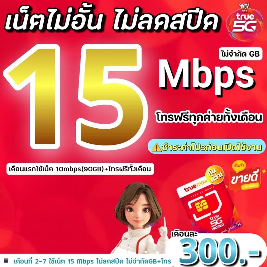 ซิมเทพซิมทรู 8 Mbps ไม่ลดสปีด +โทรฟรีทุกค่ายไม่อั้น รูปที่ 2