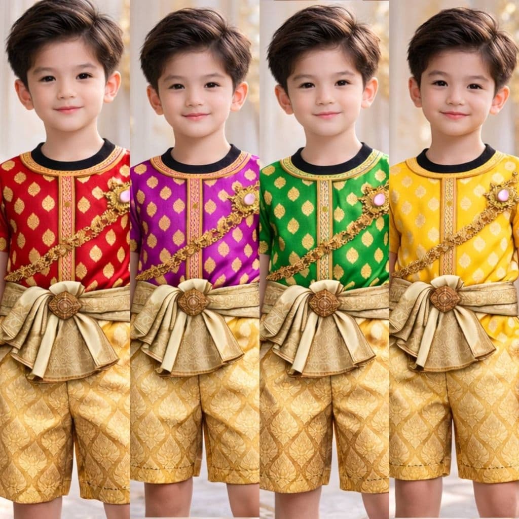 สุดปัง!! ชุดเด็กลายสไปและลายไทย งานพิมพ์ทั้งตัว สีสันสดใส 2-12ปีใส่ได้ลูกสาวลูกชายเด่นสุดๆ รูปที่ 2