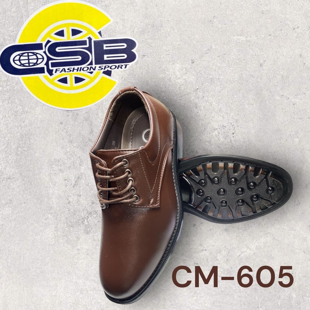 รองเท้าหนังผู้ชายสีน้ำตาล/รุ่นCM-605/แบบผูกเชือกสีน้ำตาล หนัง PU รูปที่ 2