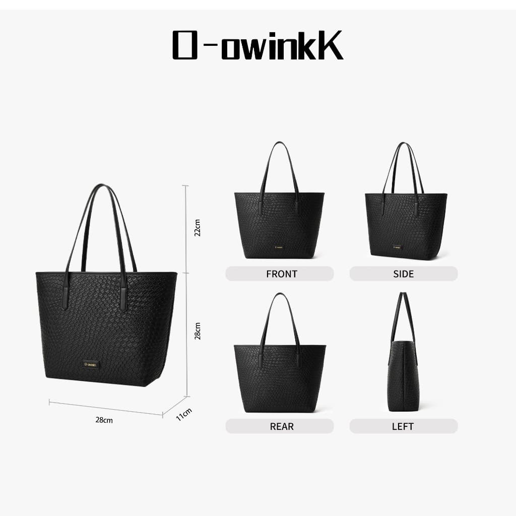 O-owinkK Tote Bag ความจุใหญ่ วัสดุแข็งแรง น้ำหนักเบา มีซิปปิด รูปที่ 6