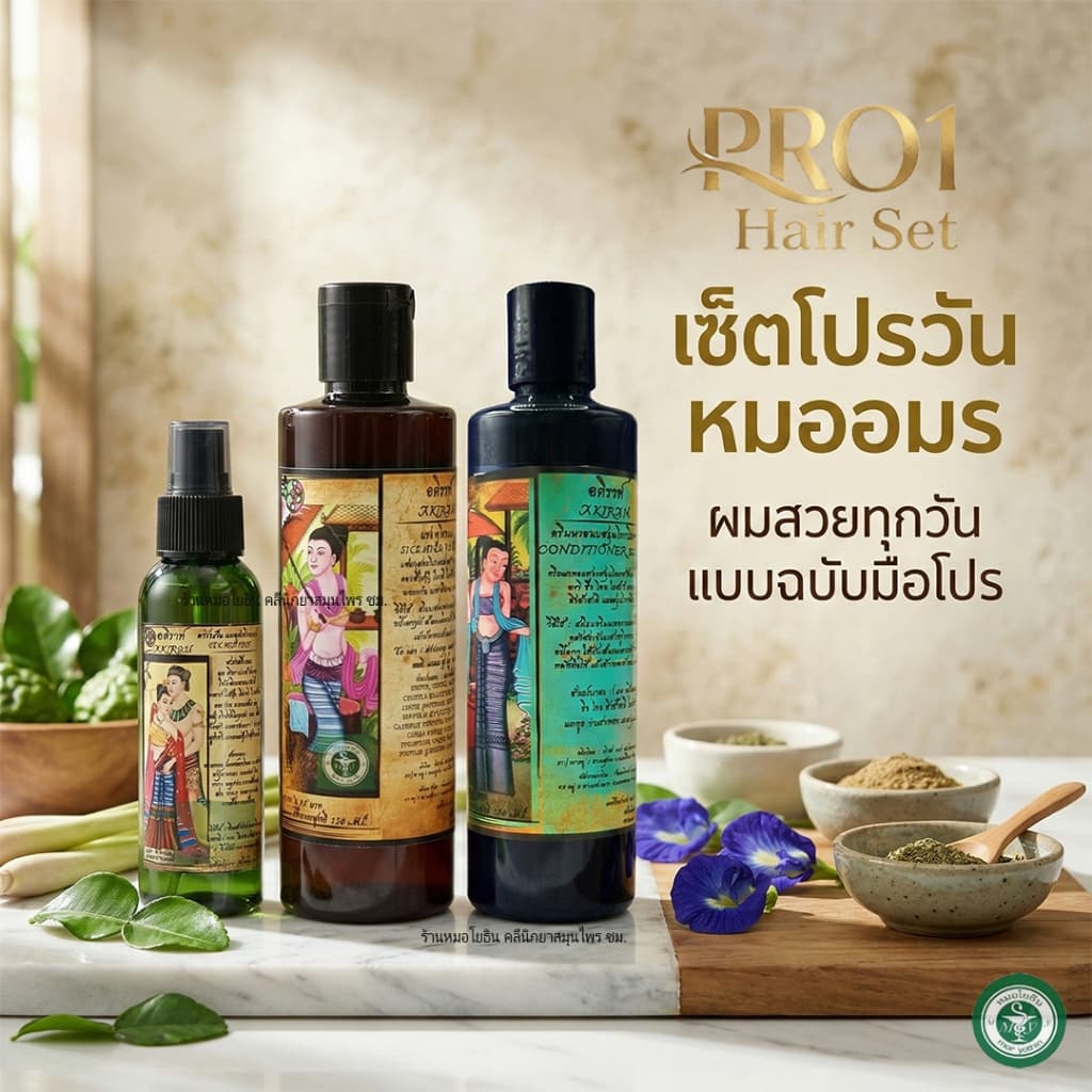 เซ็ตโปรวัน Pro1 สูตรหมออมร แชมพูสระผม ครีมนวด และสเปรย์บำรุง สมุนไพรโบราณ รหัส C1 N1 S1 รูปที่ 2