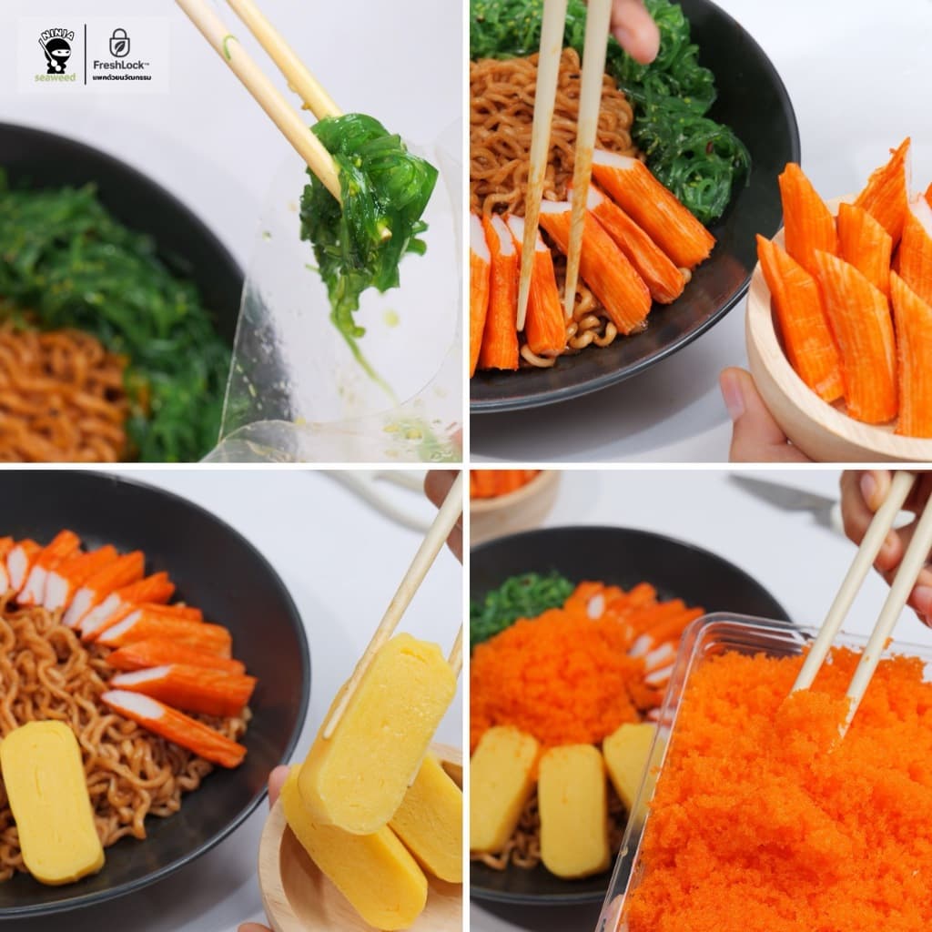 เซ็ทปาร์ตี้ 4 ชิ้น ได้ ยำสาหร่าย 500 กรัม ปูอัด ไข่หวาน และไข่กุ้ง 100 กรัม แถมโชยุ 10 ซอง และ วาซาบิ 4 ซอง รูปที่ 6