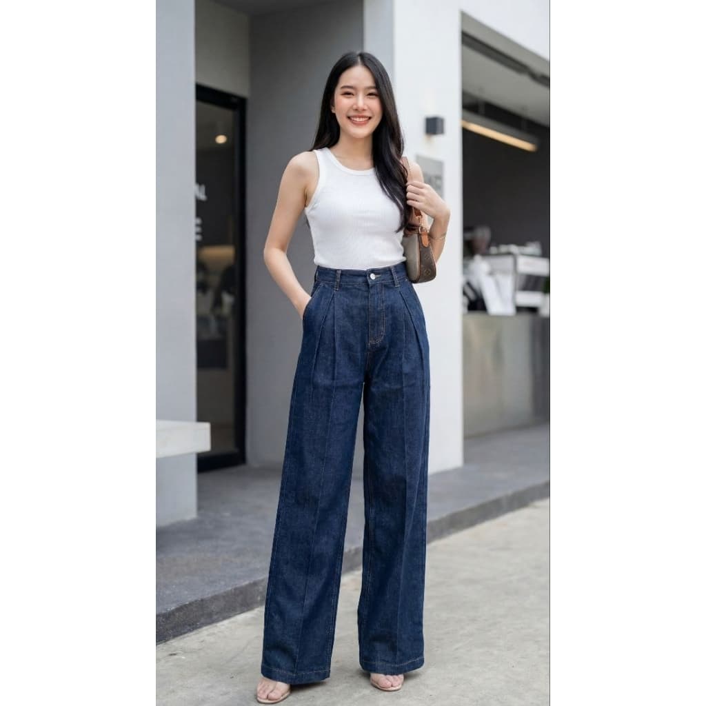 Mania Jeans กางเกงยีนส์ทางกระบอกใหญ่ baggy ผ้าไม่ยืด รูปที่ 3