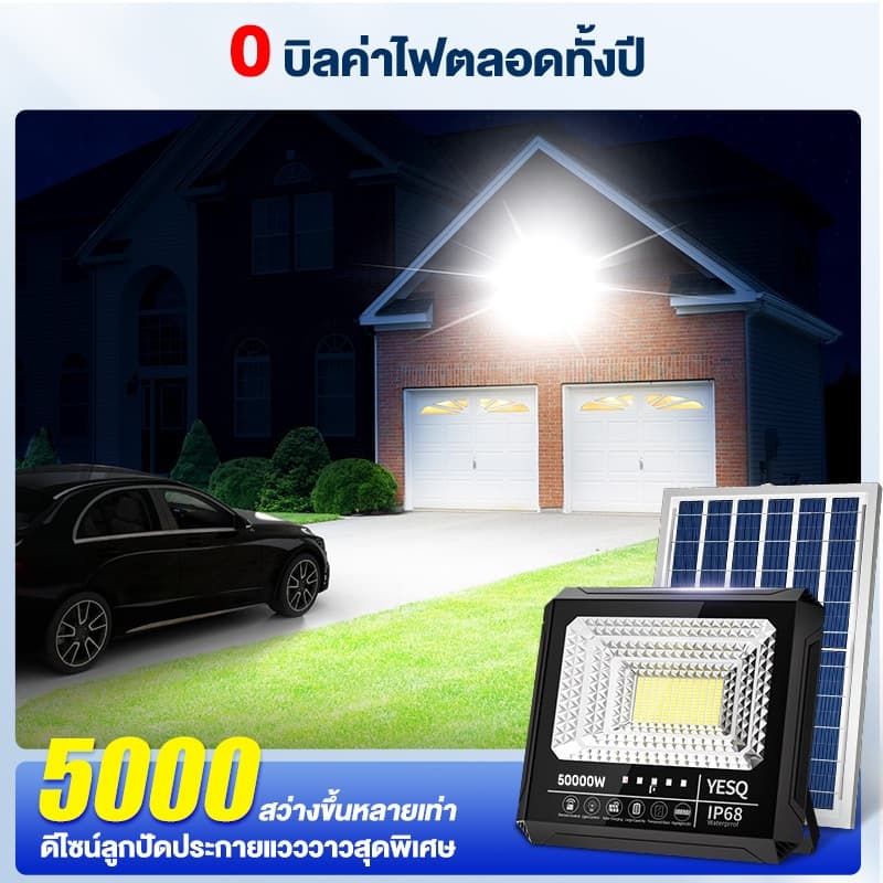 ซื้อ1แถม4 ผลิตภัณฑ์ใหม่ ไฟโซล่าเซลล์ 5000000W ไฟสปอตไลท์ Solar Light LED ไฟสปอร์ตไลท์ กันน้ำและกันฟ้าผ่า โคมไฟโซล่าเซลล รูปที่ 8