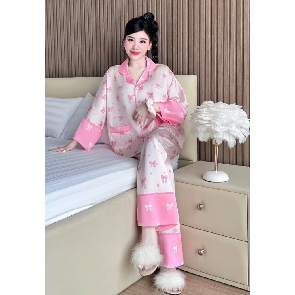 เข้าใหม่ชุดนอนฟรีไซส์ 3ชิ้น ผ้าsilk satinเกรดพรีเมี่ยม รูปที่ 6