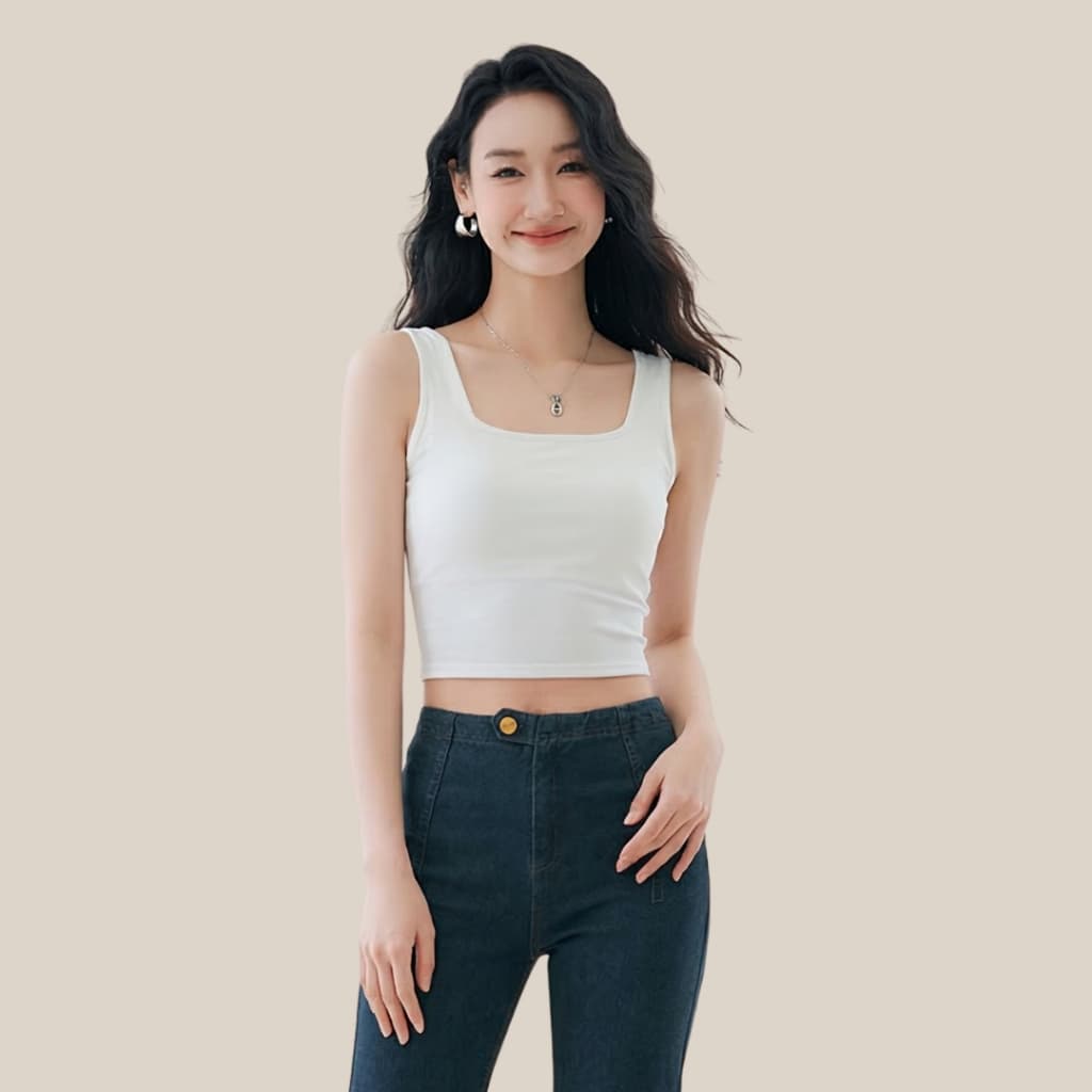 WsimpleBra | Gaia Crop Top เสื้อกล้าม ทรงครอป ไขว้หลัง มีบราในตัว เลิกใส่ชุดชั้นในและซิลิโคลปิดจุก รูปที่ 3