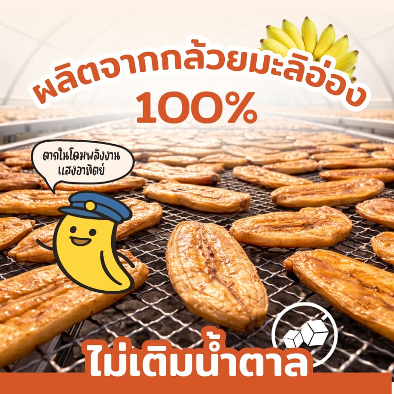 กล้วยตากมะลิอ่อง 100% เกรดA คัดพิเศษลูกใหญ่ หอมหนึบหนับ ไม่ใส่น้ำตาล { ขนาด 500 กรัม } รูปที่ 3