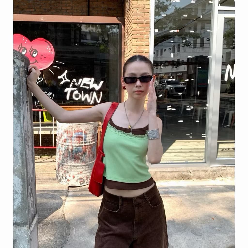 25T SU115 เสื้อสายเดี่ยวเลเยอร์สุดเก๋ ลุคสุดชิคสองเลเยอร์ Tag MM Fish รูปที่ 6