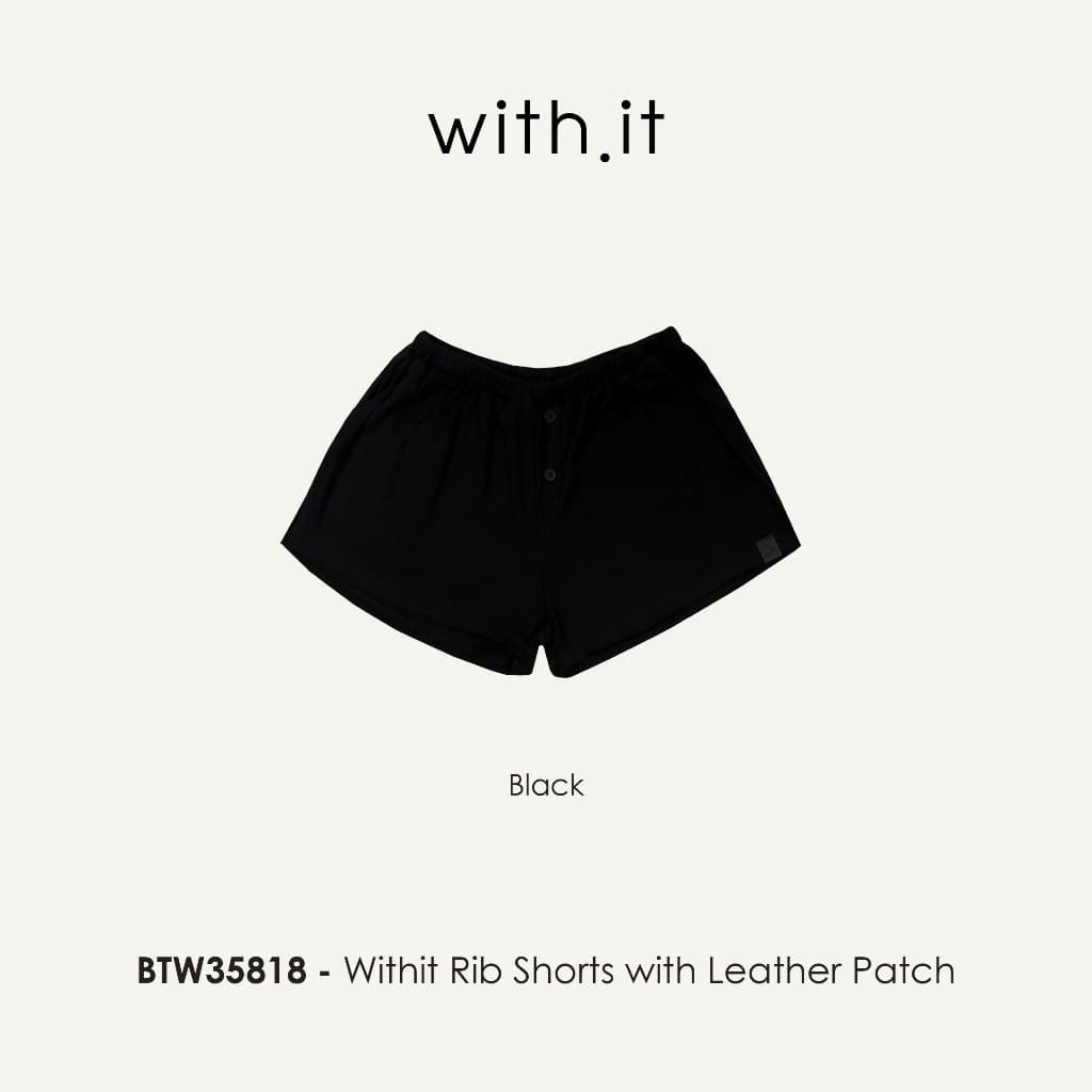 Withit Rib Shorts with Leather Patch กางเกงขาสั้นผ้านุ่ม - BTW35818 รูปที่ 3