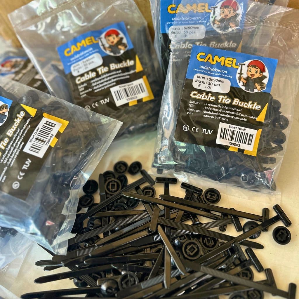 CAMEL เคเบิ้ลไทร์หัวหมวก CABLETIE BUCKLE คลิปล๊อคอเนกประสงค์ สำหรับซ่อมรถ/ยึดสายไฟ ใช้ง่าย ทนทาน! รูปที่ 3